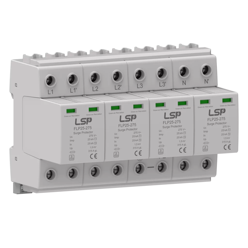 AC Surge Protection Device SPD Type 1 Type 2 Class B+C FLP25-275 4+0